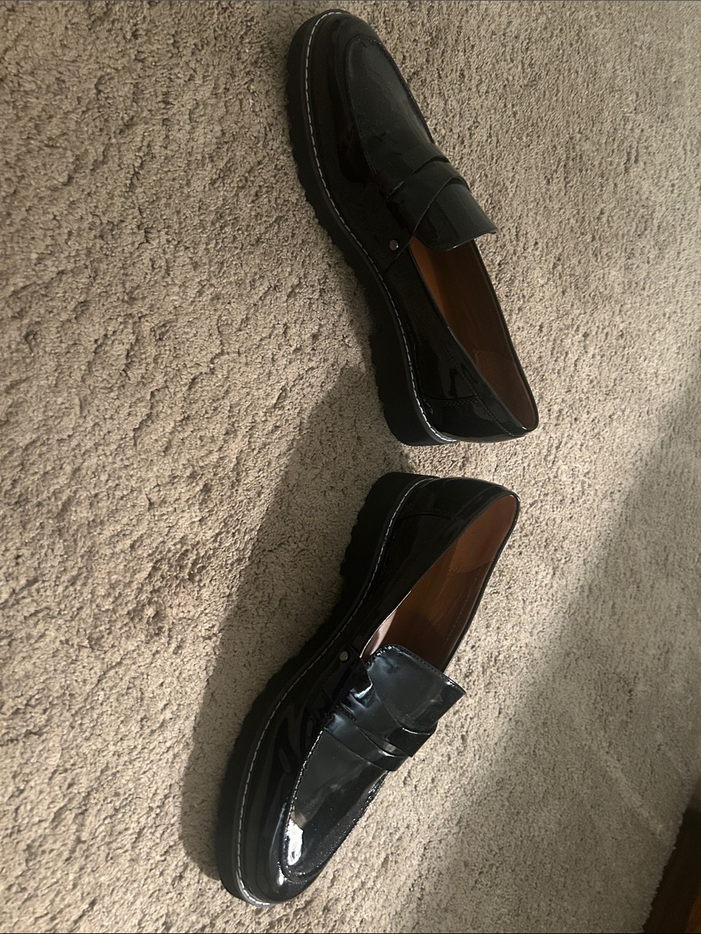 Franco Sarto Black Patent Leather Slip-On Loafers - Picture 3 of 7